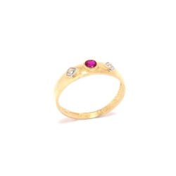 Anel Rubi Sint�tico em Ouro 18 Kilates - 20668
