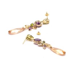 Brinco Pedras Coloridas em Ouro 18 Kilates - 20686