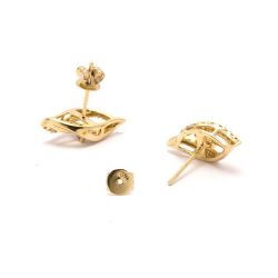 Brinco Trevo com Brilhantes em Ouro 18 Kilates - 20687