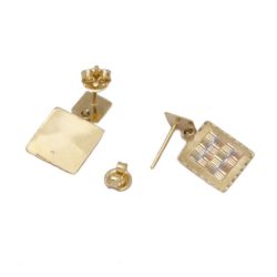 Brinco Quadrado Tricolor em Ouro 18 Kilates - 20791