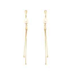 Brinco Franja P�rola em Ouro 18 Kilates - 20853