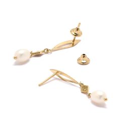 Brinco Losango P�rola em Ouro 18 Kilates - 20856