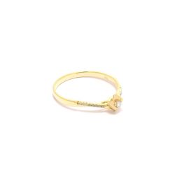 Anel Solit�rio Onda em Ouro 18 Kilates - 21042