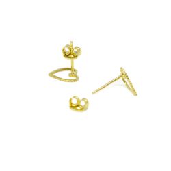 Brinco Cora��o Vazado com Zirc�nia em Ouro 18 Kilates - 21163