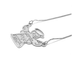 Colar Anjo Branco com Brilhante em Ouro 18 Kilates - 21178