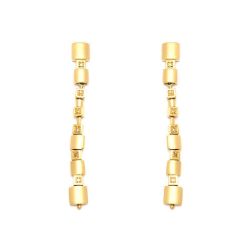 Brinco Quadradinhos com Brilhantes em Ouro 18 Kilates - 21186