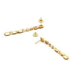 Brinco Quadradinhos com Brilhantes em Ouro 18 Kilates - 21186