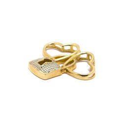 Pingente Cora��o Cadeado em Ouro 18 Kilates - 21197