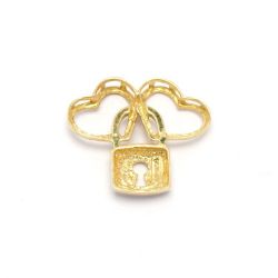 Pingente Cora��o Cadeado em Ouro 18 Kilates - 21197