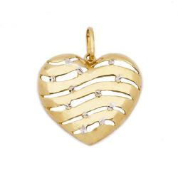 Pingente Cora��o Onda em Ouro 18 Kilates - 21201