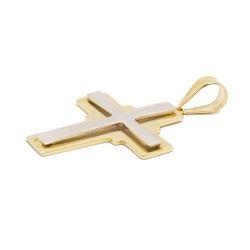 Pingente Cruz Bicolor em Ouro 18 Kilates - 21205
