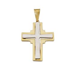 Pingente Cruz Bicolor em Ouro 18 Kilates - 21205