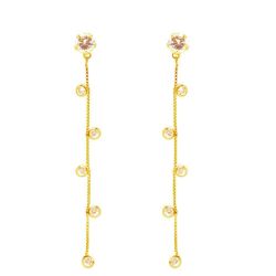 Brinco Longo 12 Zirc�nia em Ouro 18 Kilates - 21219