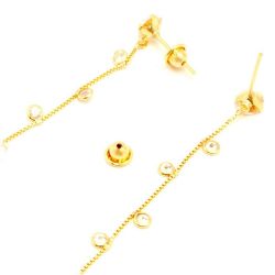 Brinco Longo 12 Zirc�nia em Ouro 18 Kilates - 21219