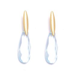 Brinco Gota em Quartzo Azul em Ouro 18 Kilates - 21307