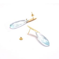 Brinco Gota em Quartzo Azul em Ouro 18 Kilates - 21307