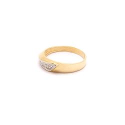 Anel Banana Retangular Degrad� com Brilhantes em Ouro 18 Kilates - 21358