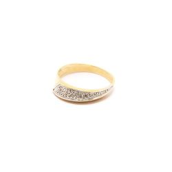 Anel Banana Retangular Degrad� com Brilhantes em Ouro 18 Kilates - 21358