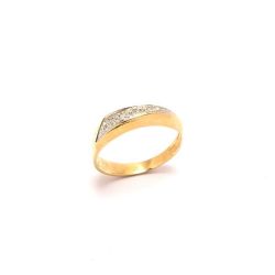 Anel Banana Retangular Degrad� com Brilhantes em Ouro 18 Kilates - 21358