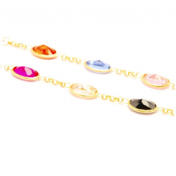 Colar Pedras Coloridas em Ouro 18 Kilates - 21456