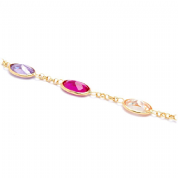 Colar Pedras Coloridas em Ouro 18 Kilates - 21456