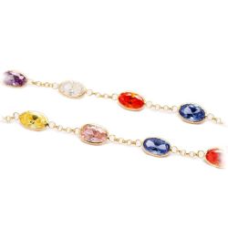 Pulseira Zinc�nias Coloridas em Ouro 18 Kilates - 21488