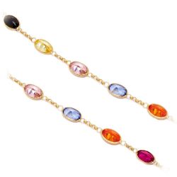 Pulseira Zinc�nias Coloridas em Ouro 18 Kilates - 21488