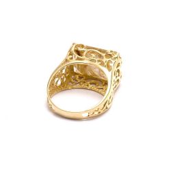 Anel Retangular de Quartzo Rutilado em Ouro 18 Kilates - 21543
