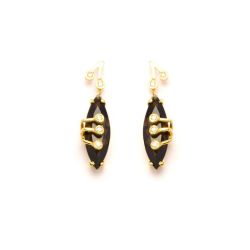 Brinco de Quartzo Fum� com Brilhantes em Ouro 18 Kilates - 21601