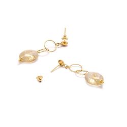 Brinco Quartzo Rutilado em Ouro 18 Kilates - 21623