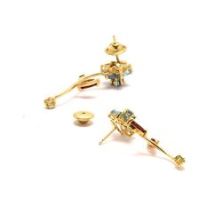 Brinco Flor Pedras Brasileiras em Ouro 18 Kilates - 21627