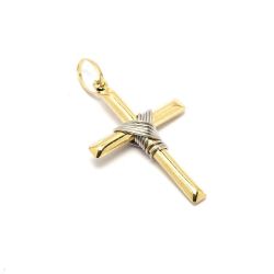 Pingente Cruz Fio Branco em Ouro 18 Kilates - 21629