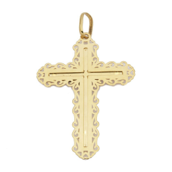 Pingente Crucifixo Rendado Bicolor em Ouro 18 Kilates - 21630