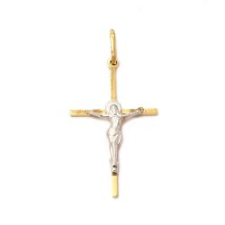 Pingente Crucifixo Fio Quadrado em Ouro 18 Kilates - 21631