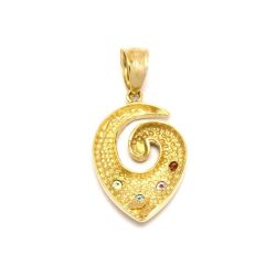Pingente Caracol Colorido em Ouro 18 Kilates - 21657