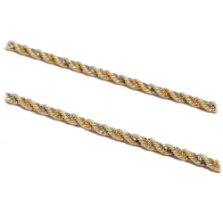 Colar Malha Corda Tricolor em Ouro 18 Kilates - 21659