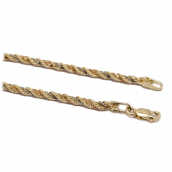 Colar Malha Corda Tricolor em Ouro 18 Kilates - 21659