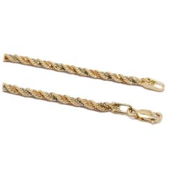 Pulseira Malha Corda Tricolor em Ouro 18 Kilates - 21660