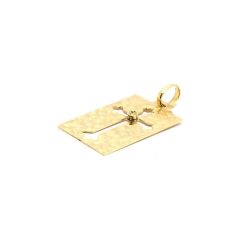 Pingente Placa Cruz com Brilhante em Ouro 18 Kilates - 21662