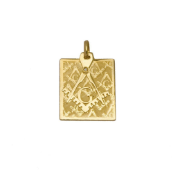 Pingente Placa Ma�onaria com Brilhante em Ouro 18 Kilates - 21663