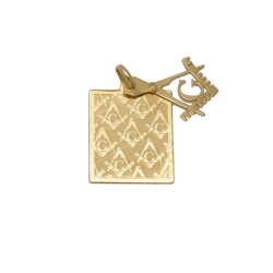 Pingente Placa Ma�onaria com Brilhante em Ouro 18 Kilates - 21663