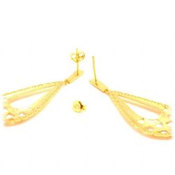 Brinco Gota Cora��es em Ouro 18 Kilates - 22846