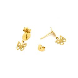 Brinco Borboleta Pendurada em Ouro 18 Kilates - 22847