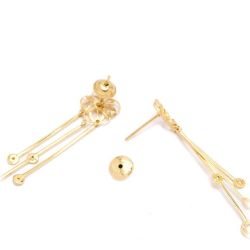 Brinco Flor Hastes com Brilhantes em Ouro 18 Kilates - 22848