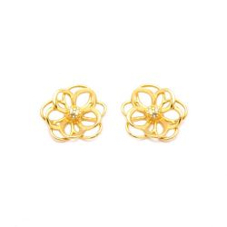 Brinco Flor Vazada com Brilhantes em Ouro 18 Kilates - 22851
