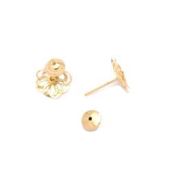 Brinco Flor Vazada com Brilhantes em Ouro 18 Kilates - 22851