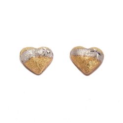 Brinco Cora��o Tri em Ouro 18 kilates - 22852