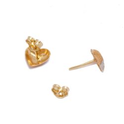 Brinco Cora��o Tri em Ouro 18 kilates - 22852