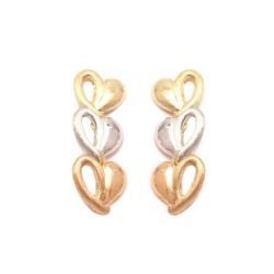 Brinco Cora��es Pendurados em Ouro 18 Kilates - 22854