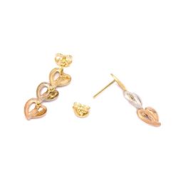 Brinco Cora��es Pendurados em Ouro 18 Kilates - 22854